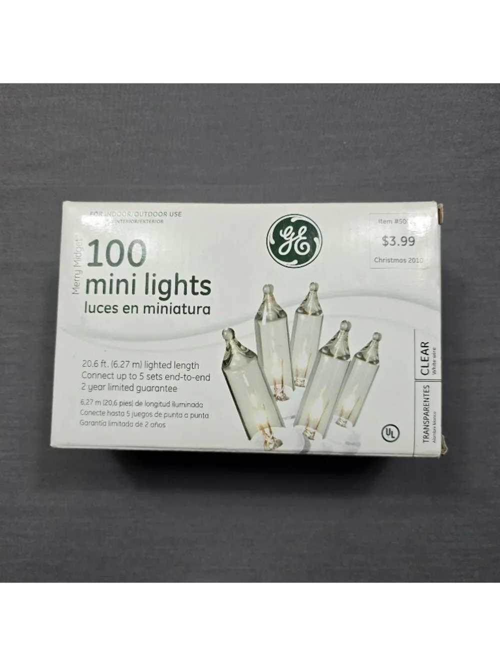 NEW GE 100 Mini Lights Merry Midget Christmas 2010 Clear Indoor/Outdoor